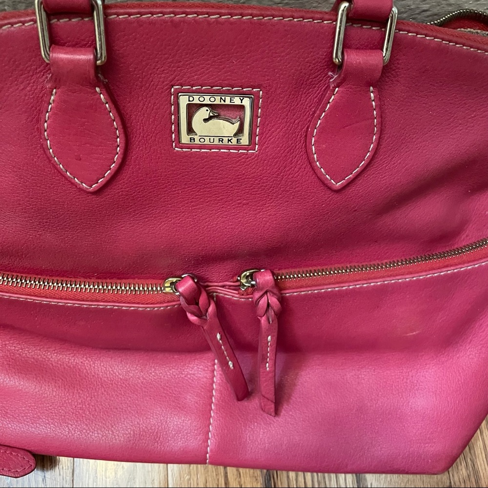 Dooney & Bourke Dillan double pocket satchel in dark pink - Picture 3 of 16